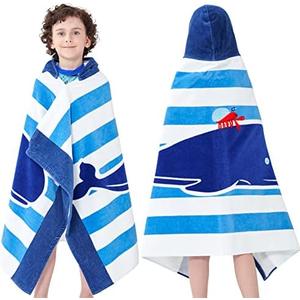 Bavilk Kids Bath Towels, Kids Towel Girls Boys Hooded Beach,Bathroom,Pool Swim Towels 30 × 50 INCH Large Size Ultra Absorbent Cute Cartoon Animal Full Vitality 100% Cotton Wearable Wrap for Child