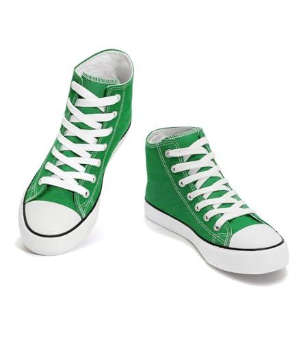 Womens High Top Canvas Sneakers, Lace up Fashion Tennis Shoes for Women Casual Classic Walking Shoe for Everyday Wear Green 11