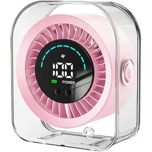 Desk Fan 100-Speed, 3000mAh Rechargeable Fan, LED Display, Ultra-Quiet 30dB, 7-Blade Motor, Wall Mount, Type-C, Portable Fan for Bedroom Office Kitchen Camping (Pink)