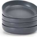 famiware Milkyway Pasta Bowls Set of 4, 8.5" Large Salad Bowls, Double Reactive Glaze, Stackable, Ideal for Housewarming, Festivals, Matte Dark Charcoal