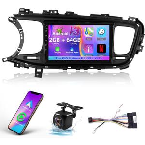[2+64G] Android 13 Car Stereo Radio for KIA Optima K5 2013 2014 2015-9 Inch HD Touchscreen EQ Audio - Wireless Carplay & Android Auto, Mirror Link, WiFi, GPS, Multi UI, SWC + AHD Backup Camera + Mic