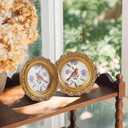Vintage Picture Frames 4x4 Round Bronze Antique Picture Frames with Glass Front Handcrafted Rustic Home Decor for Wall Mount and Tabletop Gallery Wall Art