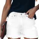 ZOLUCKY Women's Casual Summer Denim Shorts Mid Waisted Stretchy Ripped Jean Shorts with Pockets (Medium, C3 White)