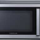 Farberware 0.9 Cu. Ft. Countertop Microwave Oven 900 Watts Power, Auto Cook Settings, Defrost, Easy Clean and Child Safety Lock - Stainless and Black