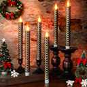 6 Pcs Black and Gold Christmas Flameless Taper Candles - 9.65 Inch Battery Operated LED Candlesticks with Flickering Flame, Elegant Xmas Table Centerpiece for Holiday Home Party Decor