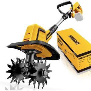 Cordless Tiller Cultivator, 360RPM Battery Powered Garden Cultivator, Compatible with Dewalt 20V Battery(Tool Only), Lightweight Electric Garden Tiller for Soil Cultivation, Lawn and Gardening