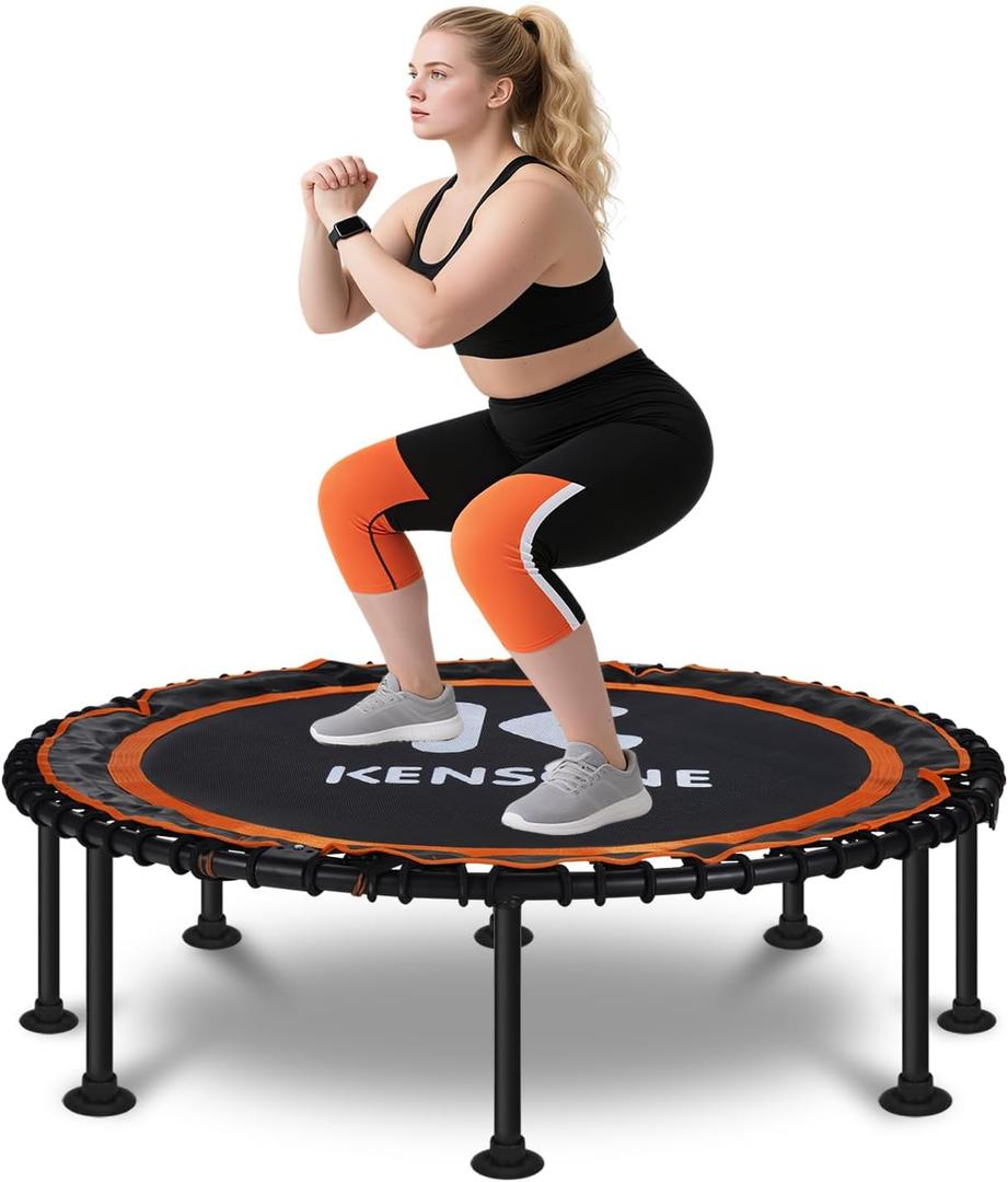 K KENSONE 48" Foldable Rebounder Trampoline for Adults with Bungee, 450/550 LBS Quiet Indoor Mini Trampoline for Adults Fitness, Gym Workout, Home Exercise