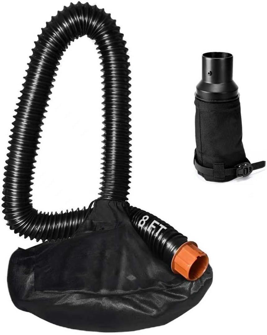 Leaf Collector Compatible with Worx Leaf Blower & Vacuum, Includes Adjustable Adapter Fits 2.3"-5" Connection Ports, 2-8FT Hose, and Mesh Hood