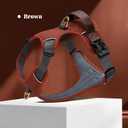 No Pull Dog Harness Medium Sized Dog,Stylish PU Leather Vest with Easy Control Handle,No Choke Front Clip with 2 Metal Leash Clips,Reflective & Adjustable for Walking,Brown,Chest 22-29"
