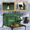 Large Heated Cat House for Outside with Dampless Deck, Highly Elevated, Exit-Only Door, Waterproof Insulated Outdoor Cat Shelter for Feral Stray Barn Cat