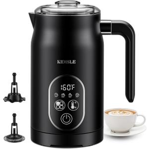 4-in-1 Electric Milk Frother and Steamer, Milk Steamer with Auto Temperature Control, Warm & Cold Foam Maker, Fast Frother for Coffee, Latte, Hot Chocolate, Cappuccino, Macchiato, Black