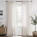 ANRODUO Natural White Semi Sheer Linen Curtains 90 inch Length 2 Panel Set Back Tab Pocket Cotton Textured Gauze Curtains Modern Farmhouse Neutral Rustic Coastal Living Dining Room Decor 37x90