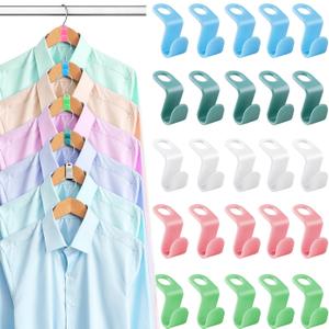 100 PCS Hanger Connector Hooks, Hangers Space Saving, Hanger Clips for Plastic Hangers(5 Color)