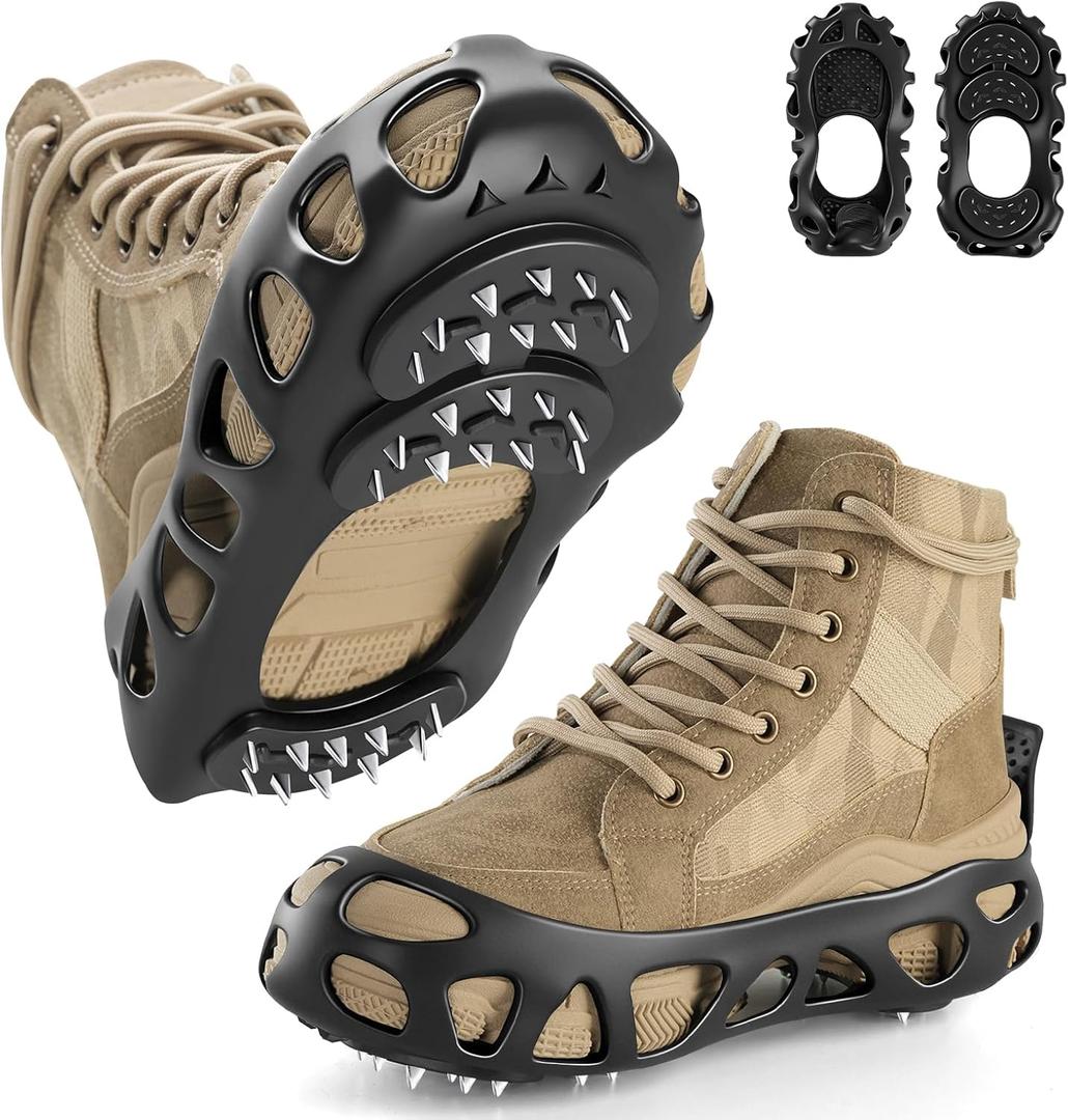 Ice Cleats for Shoes and Boots with 30 Spikes Anti Slip Snow Crampons (X-Large)