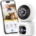 JAIOTlink Indoor Pet Security Camera for Dog Cat, 360 Pan Tilt Baby Monitor, 2.5k Dual-Lens WiFi Camera with Phone App, 2.4G/5G WiFi, AI Human & Pet Detection, Compatible with Alexa