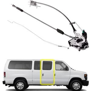 Side Hinged Door Latch Assembly compatible for Ford E150 E250 E350 RH Side Door Lock Latch with Cable&Rod
