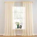 MIULEE 2 Panels Solid Color Sheer Window Curtains Elegant Window Voile Panels/Drapes/Treatment for Bedroom Living Room (54 X 120 Inches Cream Beige)