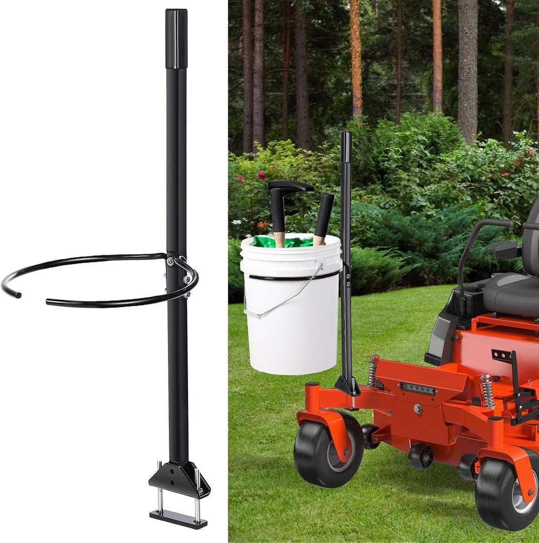 Saillong Zero Turn Mower Bucket Holder, Compatible with Zero Turn Riding Lawn Mower, 5 Gallon Detachable Steel Trash Bucket Handle for Outdoor Garden Trash Yard Cleaning Grabber Tool