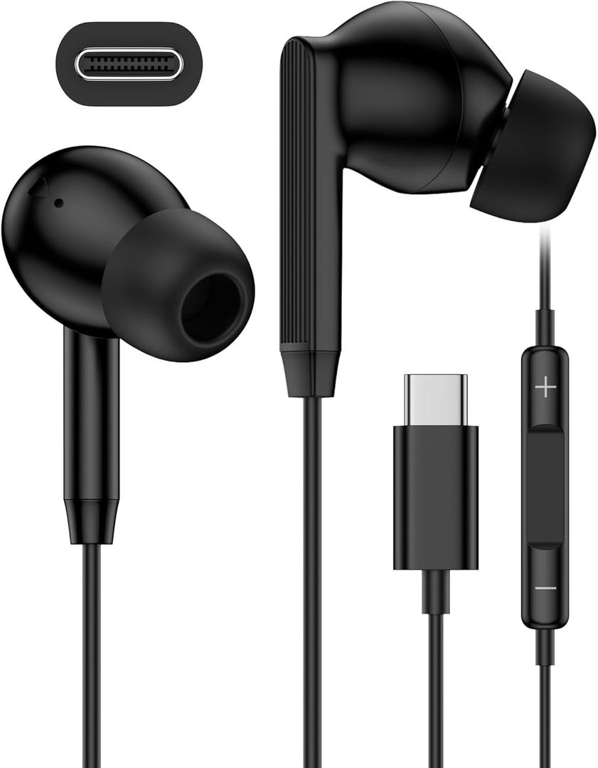 Wired Earbuds USB-C Headphones for Samsung Buds Galaxy S26 S25 Ultra S24 A17 A16 A36 A6 Apple Wired iPhone 17 17Pro Air Pods16e 16 Pro Max 15 Plus in-Ear Buds Type C Earphones Usbc Corded Auriculares