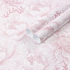 2 x Guvana Floral Peel and Stick Wallpaper Boho Contact Paper Pink and White Wall Paper Modern Removable Wallpaper for Bedroom Bathroom Nursery Mural Self Adhesive Waterproof Vinyl Roll 17.3in78.7in