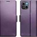 for iPhone 14 Case Wallet with RFID Blocking Card Holder, PU Leather Kickstand Protective Flip Phone Cover Fit for iPhone 14 6.1", Purple