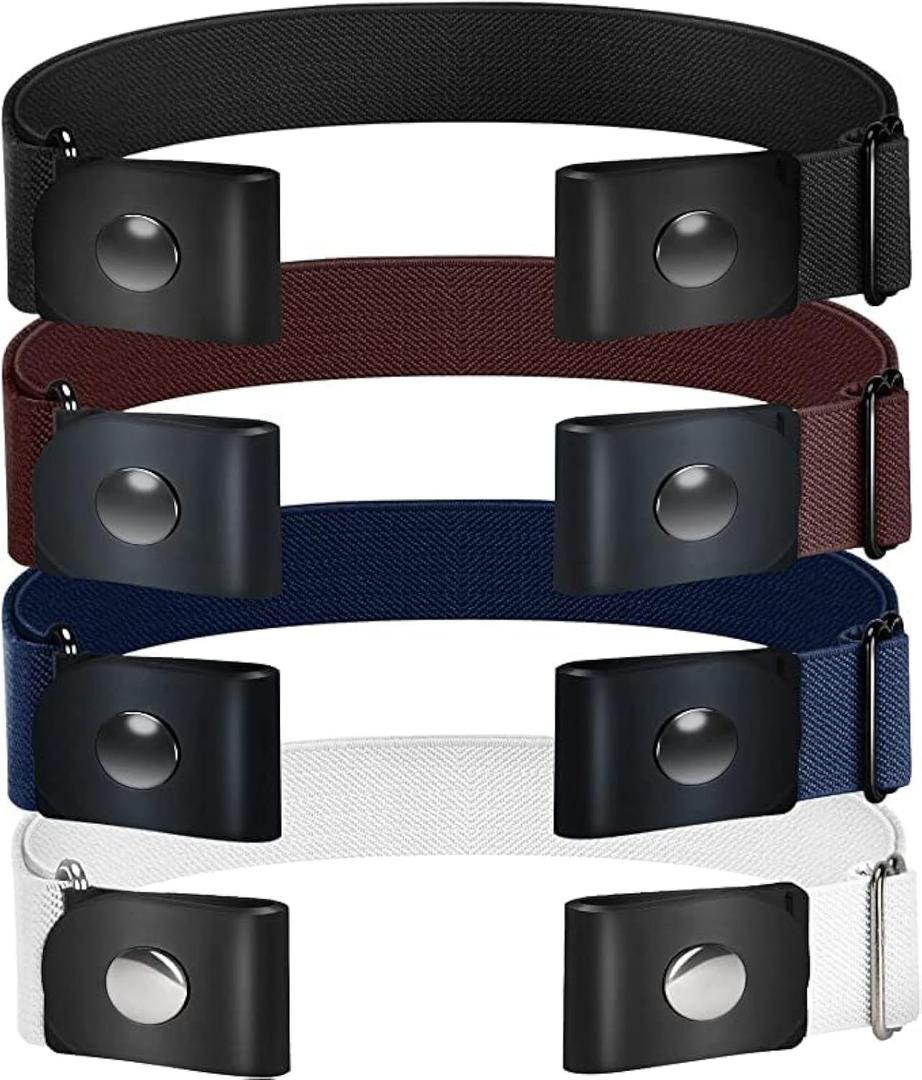 TOURZOO Belts for Women/Men Buckle Free Elastic Belt Invisible No Buckle Stretch Waist Belt For Jean Pants,Dresses,No Bulge (White)