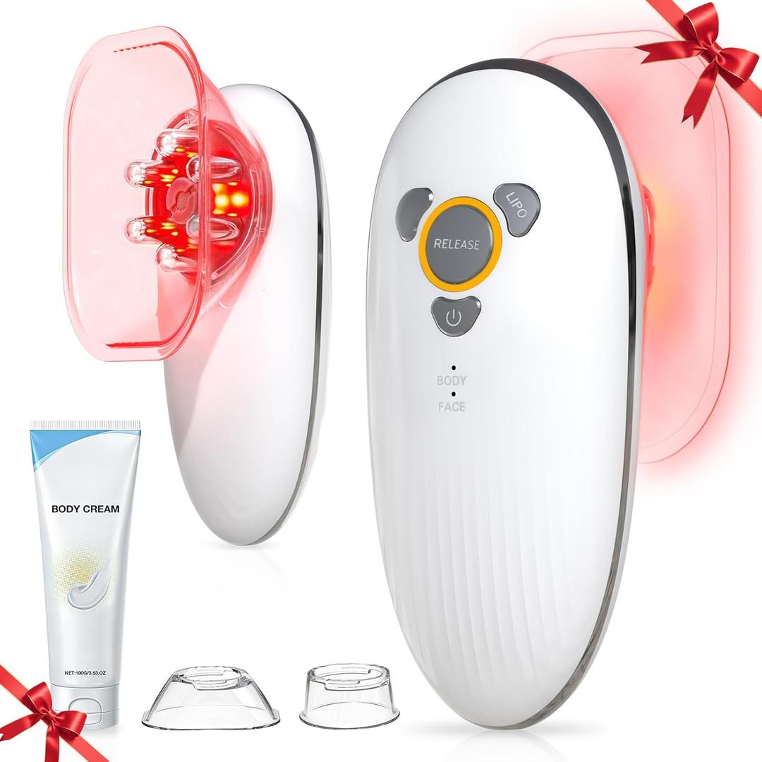 3-in-1 Electric Cellulite Massager, Body Sculpting Machine with Cupping & Heat Therapy Cordless Handheld Skin Tightening Tool for Stomach, Waist, Arms, Legs, Thighs and Back, Home Use, White