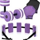 5 Pcs Water Dumbbells Aquatic Exercise Combo Set, Pool Exercise Equipment for Adults with EVA Pool Weights Dumbbells, Swim Belt & Swimming Aquatic Gloves for Swim Fitness, Water Aerobics Equipment Set