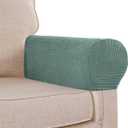 Sage Stretch Sofa Arm Covers - Spandex Jacquard Anti-Slip Armrest Protectors for Chairs, Sofas & Recliners, Set of 2