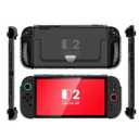 4 x i-Blason for Nintendo Switch 2 Case 2025, Durable Slim Matte Clear Anti-Fingerprint Protective Hard Case with Dockable Comfortable TPU Grip Compatible with Controller & Docking Station - Black