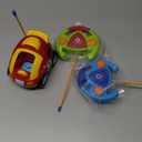 PREXTEX 2 Pack Cartoon Remote Control Cars for Toddlers - Police Car and Race Car with Steering Wheel Controllers and Lights - Different Frequencies Racing Together - Easter Toddler Gift 18+ Months