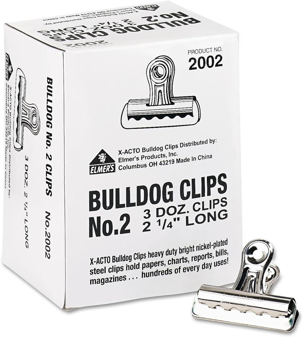 X-ACTO #2 Bulldog Clips, 2.25 Inches, Box of 36