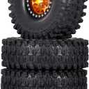 GoolRC 4PCS 1.9 Inch RC Crawler Rubber Tires with Metal Rim for 1/10 RC Rock Crawler Traxxas TRX-4 TRX-6 Axial Scx10 90046 RC4WD RC Car Parts (Golden)
