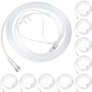 10 Pack 7Ft Adult Oxygen Nasal Cannula, Soft Oxygen Tubing for Adult, Cannula Nasal Tubing with Soft Curved Nose Piece, High Flow Lightweight Tube(Transparent)