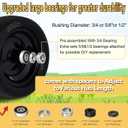 13x6.50-6 Tires for Zero Turn Mower,with Upgraded 3/4",5/8"and 1/2" Bearing More Durable,13x6.50-6 Flat Free Tire,13x6.5-6 Lawn Mower Tires, 5.51"-7.91"Center Hub, Load 500lbs