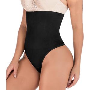 Hioffer 328 Women Waist Cincher Girdle Tummy Slimmer Sexy Thong Panty Shapewear (Medium-Large, Black)