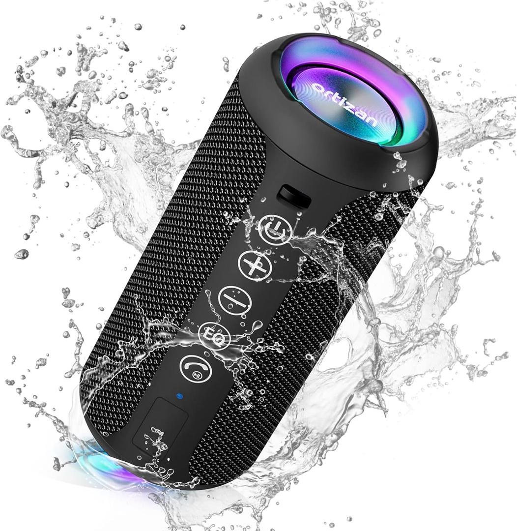 Ortizan Portable Bluetooth Speaker (1nd Gen), IPX7 Waterproof, Wireless, Big Sound and Deep Bass, TWS Pairing, 30Hrs of Playtime, for Home/Party/Outdoor/Beach, Birthday Gifts for Men Women, Black