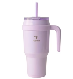 REDUCE 40 oz Stainless Steel Tumbler with Handle - Dual-Wall Vacuum Insulated Travel Mug, Sweat-Proof Lid & Reusable Straw - Keeps Drinks Cold for 24 Hrs, Fits Cupholders, Dishwasher Safe - Lilac Bud
