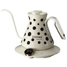 Cocinare Colorchanging Collection Polka Gooseneck Electric Kettle, ±0.5℉ Precise Temperature Control for PourOver Coffee & Tea, Quick Heating 1500W, Stainless Steel Interior, 0.9L
