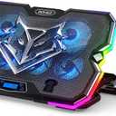 KeiBn Upgrade Laptop Cooling Pad A13,RGB Lights Laptop Cooler 6 Fans for up to 15.6 Inch Laptops,10 Modes Light, 7 Height Stands, 2 USB Ports - Blue