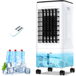 Portable Air Conditioner, Tubeless, Multifunction Mobile Evaporative, with Wheels/Remote Control, 5.5 L Water Tank, Timer 1 to 7 Hours, 3 Speeds, 60 Degree Swing, Without External Unit