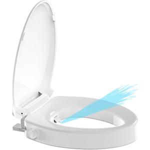 Ansffer Raised Toilet Seat Bidet 2.91in, Elongated Bidet Toilet Seat, 3 Wash Mode, Soft Close & Quick Release, no Electric, Adjustable Anti-Slip Pad, Home/Commercial Use for Senior, 18.5inch, White