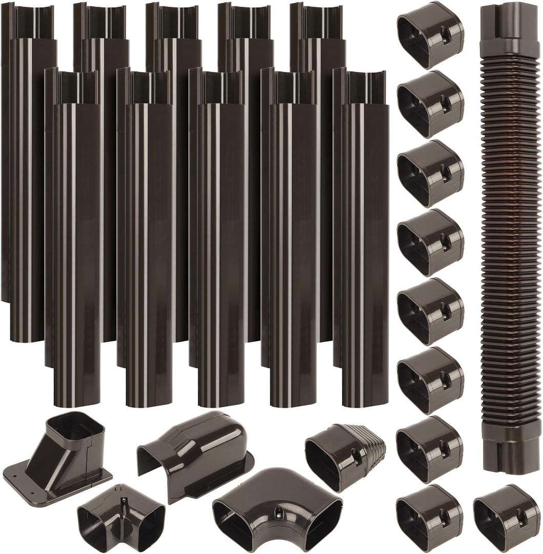 BEWAVE Mini Split Line Set Cover Kit, Decorative PVC Line Cover Kit for Mini Split Air Conditioners and Heat Pumps 3" Wx16.1' L Brown