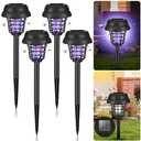 4 Pack Bug Zapper Solar Mosquito Zapper Repellent Outdoor Patio Waterproof,Auto On/Off Purple or White Light, Solar Powered Gnat Flying Insect Bug Zappers for Yard, Garden, Backyard, Pathway