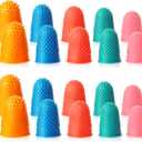 SATINIOR 20 Pcs Rubber Fingers Tip Fingers Protectors Covers Thimble Money Counting Collating Writing Sorting Protectors Hot Glue Wax Rosin Resin Collating Writing Task Scrap(Xs S M L XL,5 Colors)