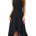 Allegra K Women's Summer Dresses 2026 Wrap Ruffle High Low Hem Round Neck Keyhole Back Sleeveless Floral Dress Large Black1