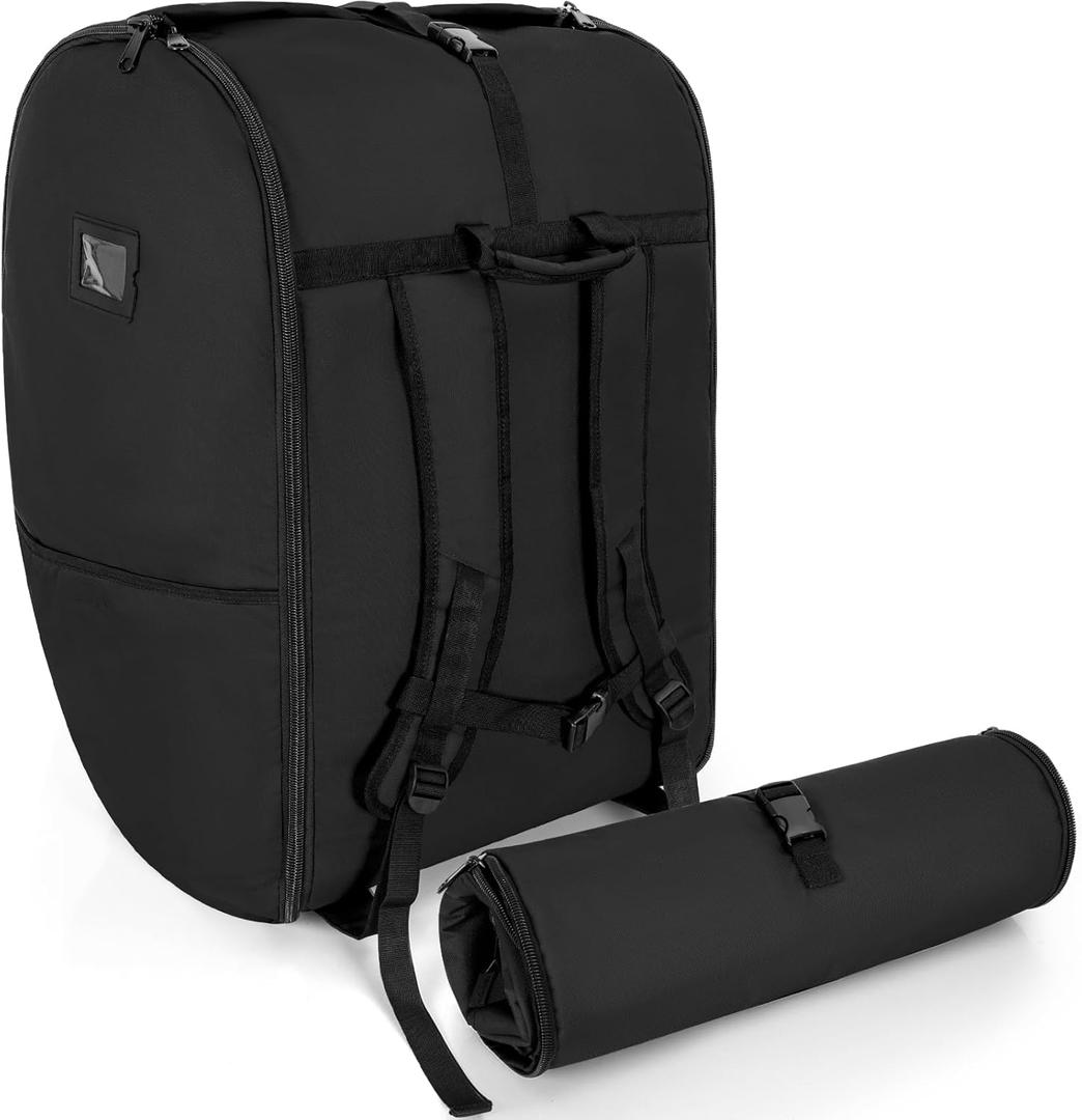 Padded Car Seat Travel Bag Compatible with Doona, Infant Car Seat Travel Bag, Foldable Car Seat Stroller Gate Check Bag for Airplane (Black)
