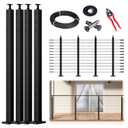 Muzata 15-20FT Modular Black Cable Railing Kit 42 Inch 4 Level Post Kit Complete Set Cable Railing System for Decks Length Adjustable Easy DIY with Paper User Guide (No Handrail) RWS1 BH4L