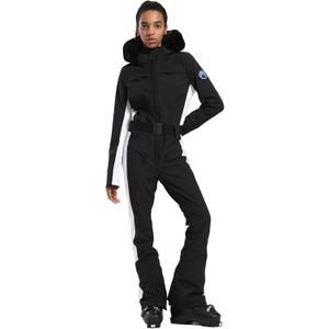 GSOU SNOW Womens Ski Suit One Piece Snowsuit Snowboard Slim Insulated Jumpsuit Jacket Waterproof Windproof for Outdoor Sports (Medium, Black 1)