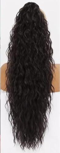 NICECCA Claw Long Wavy 2-in-1 Ponytail Extension Black Brown 30" Curly Pony Tail Clip in Hair Extensions for Women Long Wavy Synthetic Hair Fluffy Natural Looking Synthetic Hairpiece for Daily Use